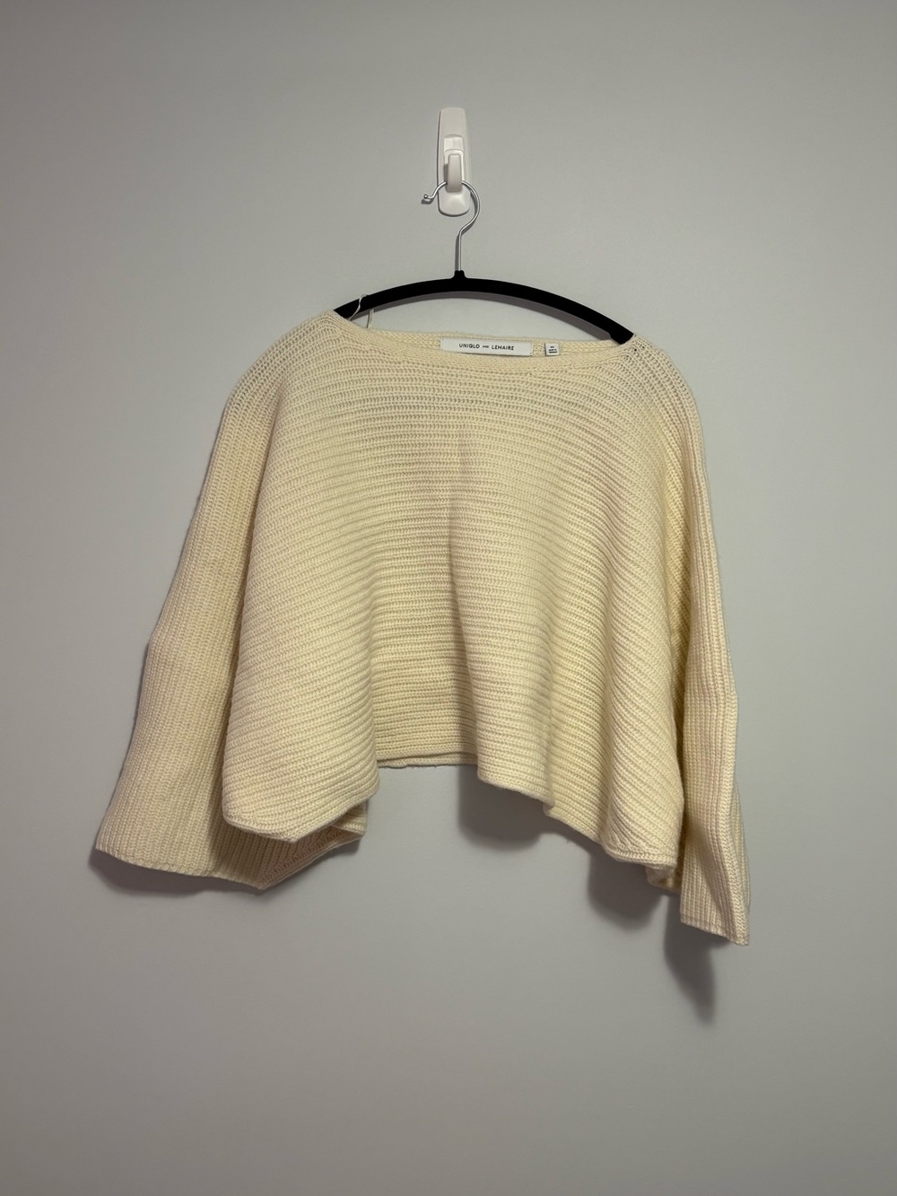 Cream Cropped Ribbed Boatneck Sweater